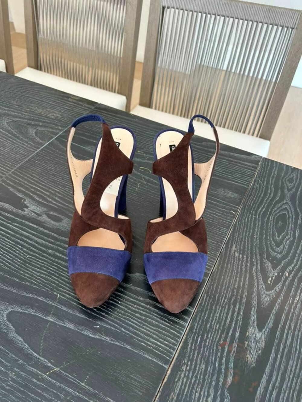 Giorgio Armani Suede Slingback Pumps Size 9.5 Purple Brown